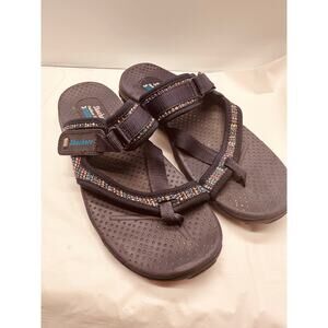 Sketchers Reggae Zig Swag Multicolor Toe Loop Sport Sandals/Flip Flops Size 7